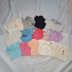 Lot Of 15 Assorted Baby Girl Onesies in Various Colors 0-3 Months